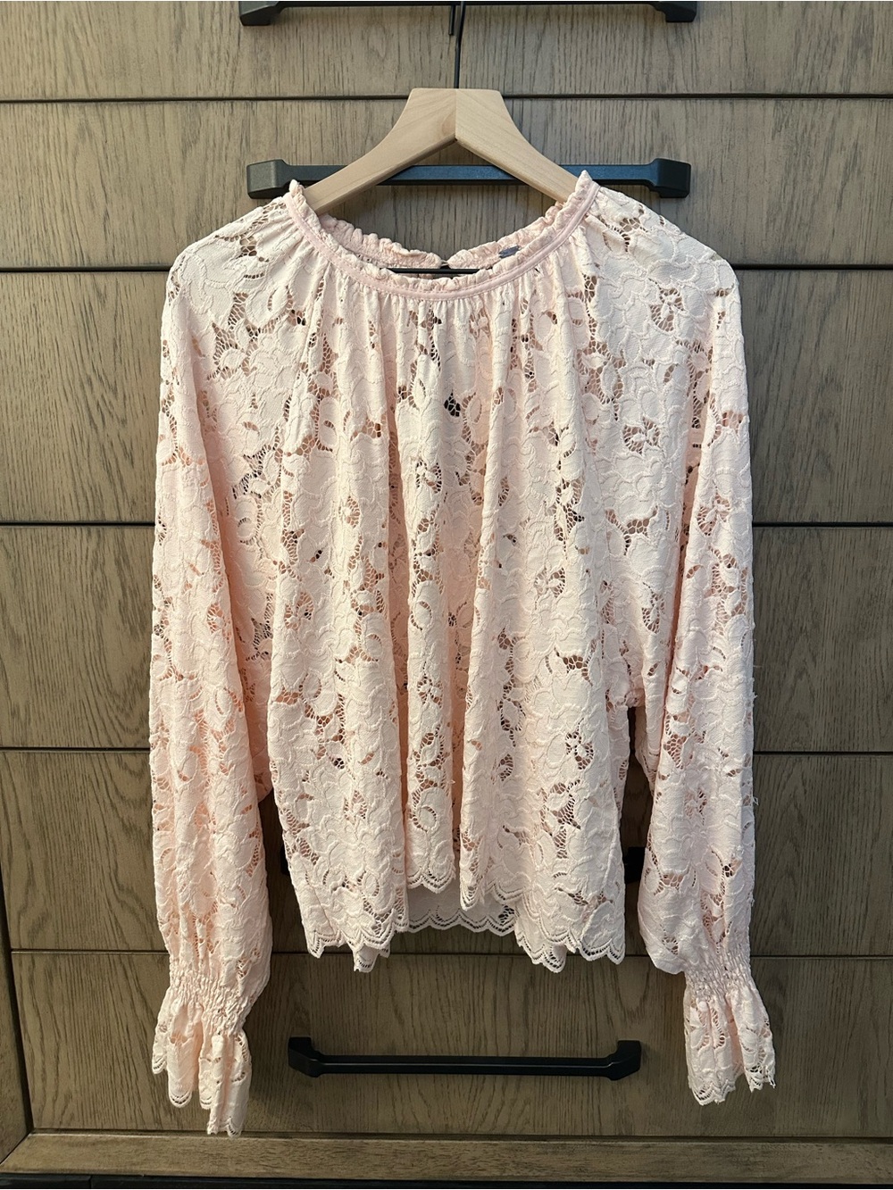 Free People Lace Long Sleeve Floral Embroidered Pink Women's Top